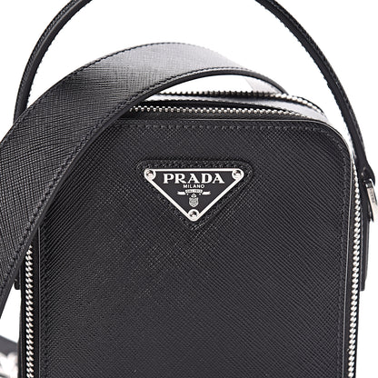 Prada Saffiano Travel Brique Crossbody Messenger Bag Black 9 of 11