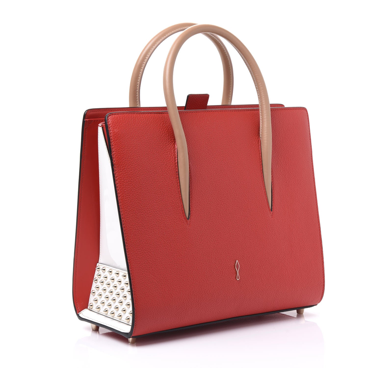 Christian Louboutin Loubi Kraft PVC Patent Calfskin Empire Medium Paloma Kraft Latte 2 of 8