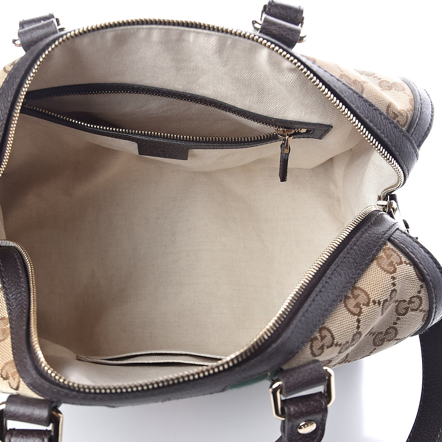 Gucci Monogram Vintage Web Medium Webby Bee Boston Dark Brown 5 of 10