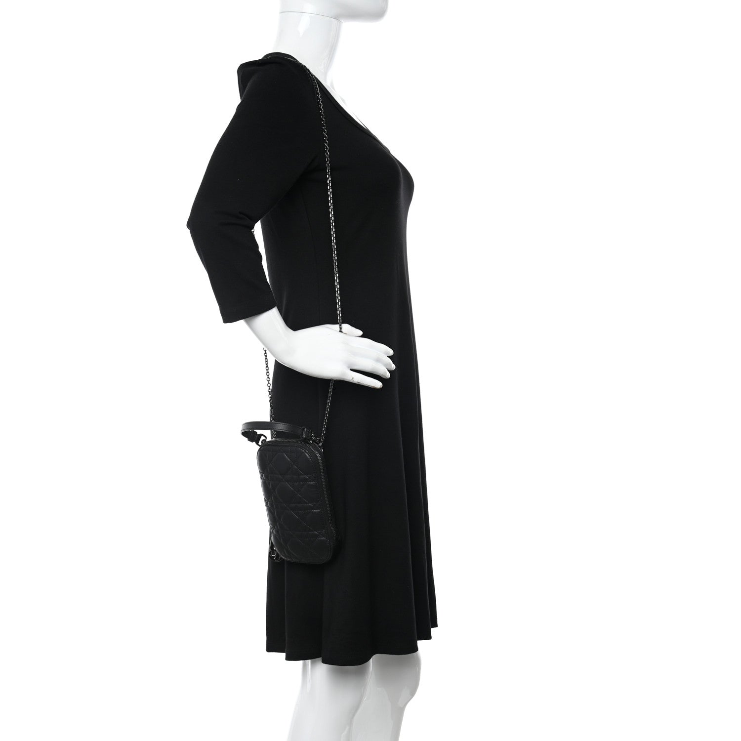 Christian Dior Lambskin Cannage Lady Dior Phone Holder Black 2 of 10