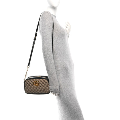Gucci Monogram Matelasse Diagonal Small GG Marmont Chain Shoulder Bag Beige Black 2 of 10