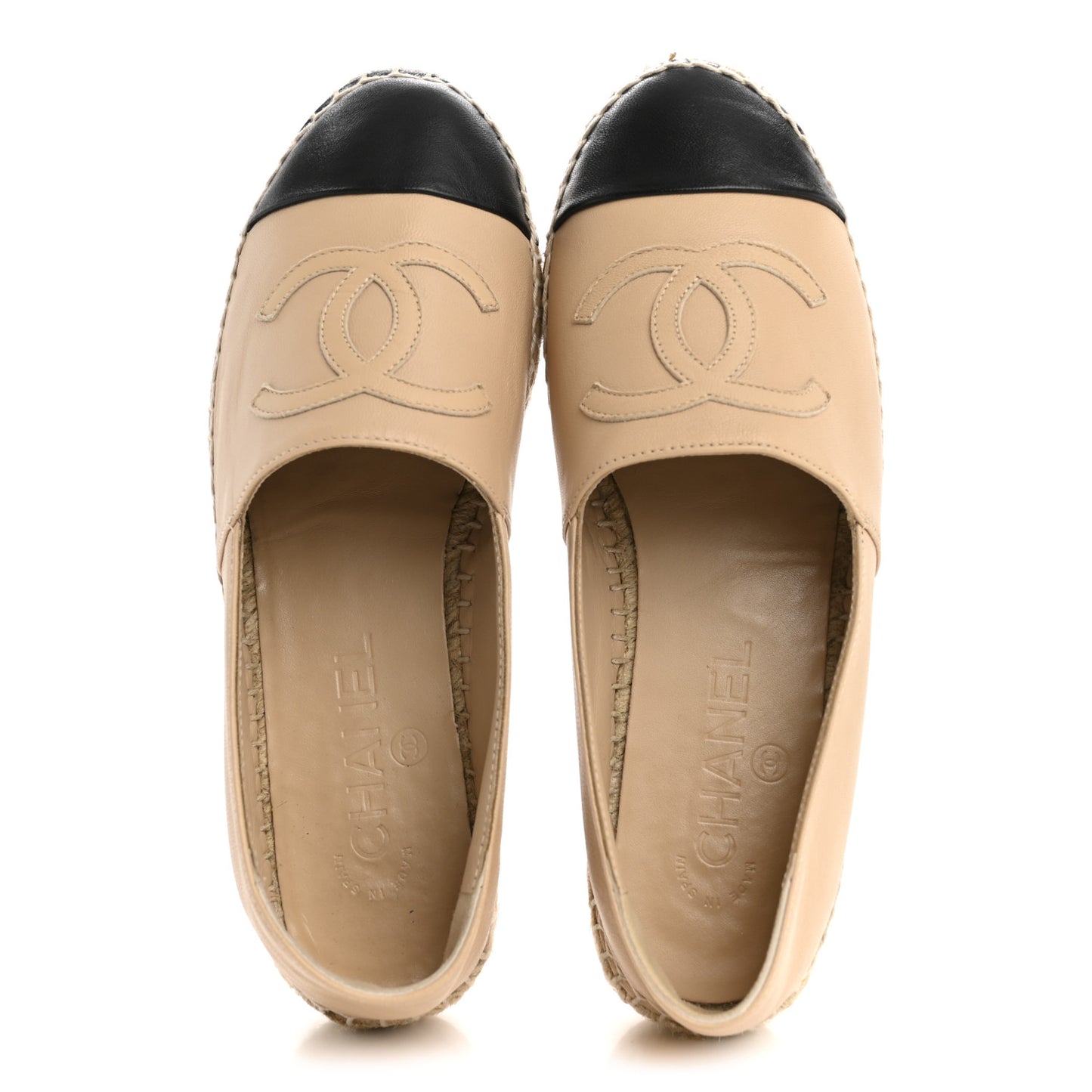 Lambskin CC Espadrilles 36 Beige Black