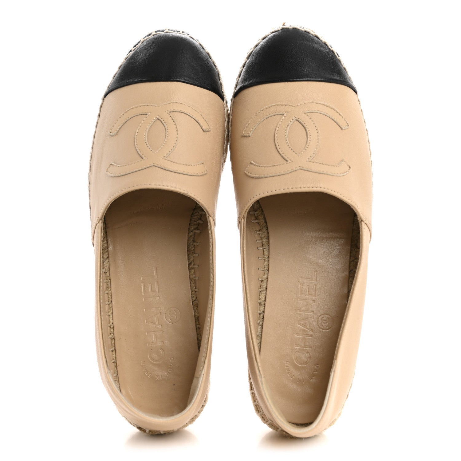 Chanel Lambskin CC Espadrilles 36 Beige Black 2 of 13