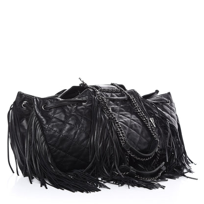 Chanel Lambskin Quilted Western Baluchon Fringe Bag Black 3 of 9