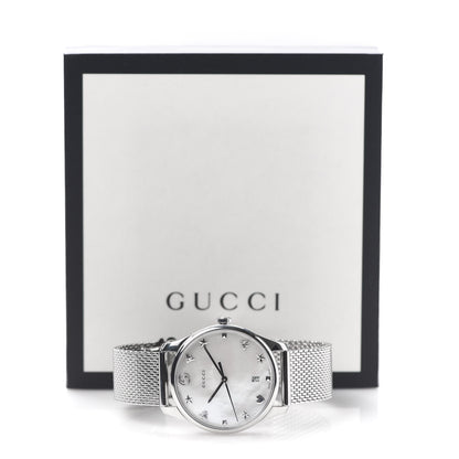 Gucci Stainless Steel Mother of Pearl 36mm G-Timeless Charm Quartz Watch 7 of 7