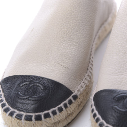 Chanel Grained Calfskin CC Espadrilles 35 Beige Black 9 of 10