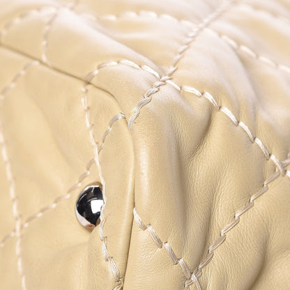 Chanel Calfskin Contrast Stitch Tote Beige 15 of 18