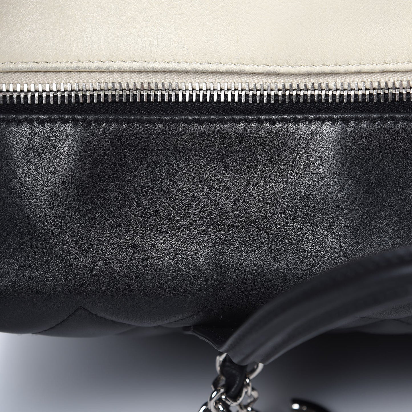 Calfskin Quilted Feather Weight Bowling Bag Black Beige