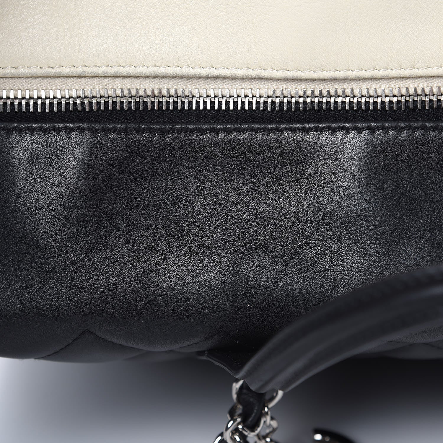 Chanel Calfskin Quilted Feather Weight Bowling Bag Black Beige 17 of 17