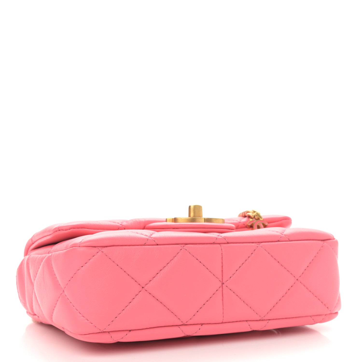 Chanel Lambskin Enamel Quilted Pending CC Mini Square Flap Pink 4 of 11