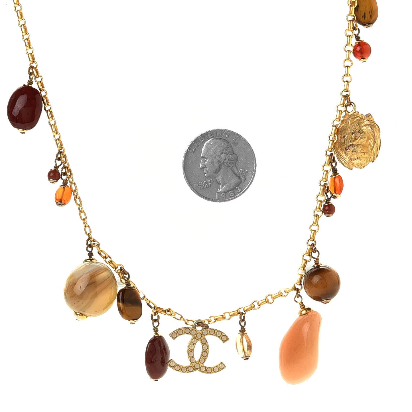 Resin Crystal CC Necklace Gold