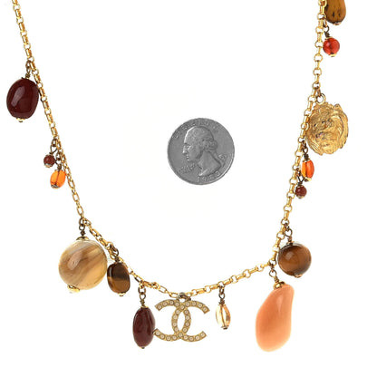 Chanel Resin Crystal CC Necklace Gold 3 of 4