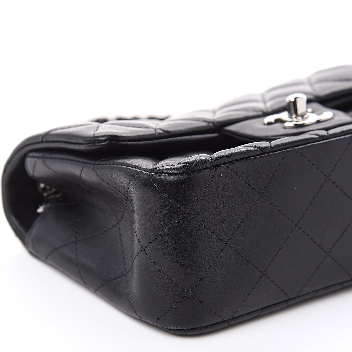 Lambskin Quilted Mini Rectangular Flap Black