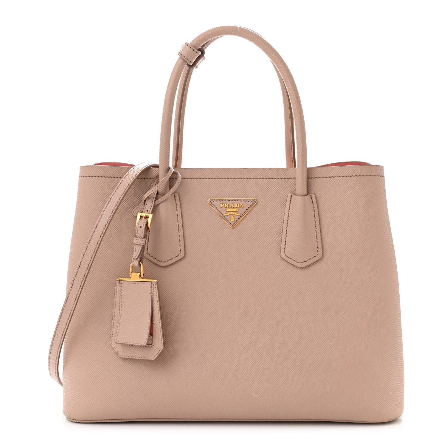 Prada Saffiano Cuir Medium Double Bag Cammeo Rosa 1 of 15
