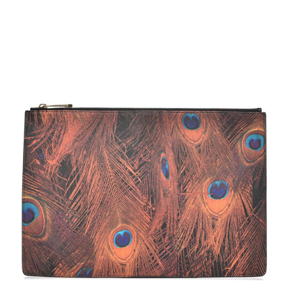 Givenchy Coated Canvas Peacock Print Large Zip Pouch 1 of 7