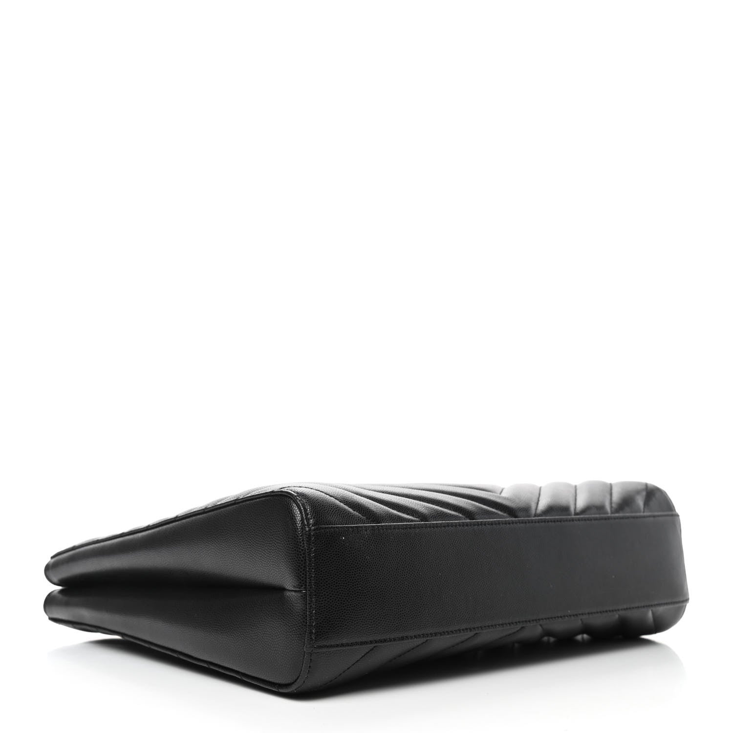 Saint Laurent Grain De Poudre Matelasse Chevron Medium Tribeca Shopping Bag Black 3 of 4