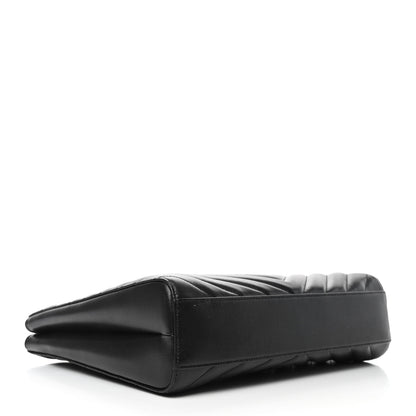 Saint Laurent Grain De Poudre Matelasse Chevron Medium Tribeca Shopping Bag Black 3 of 4