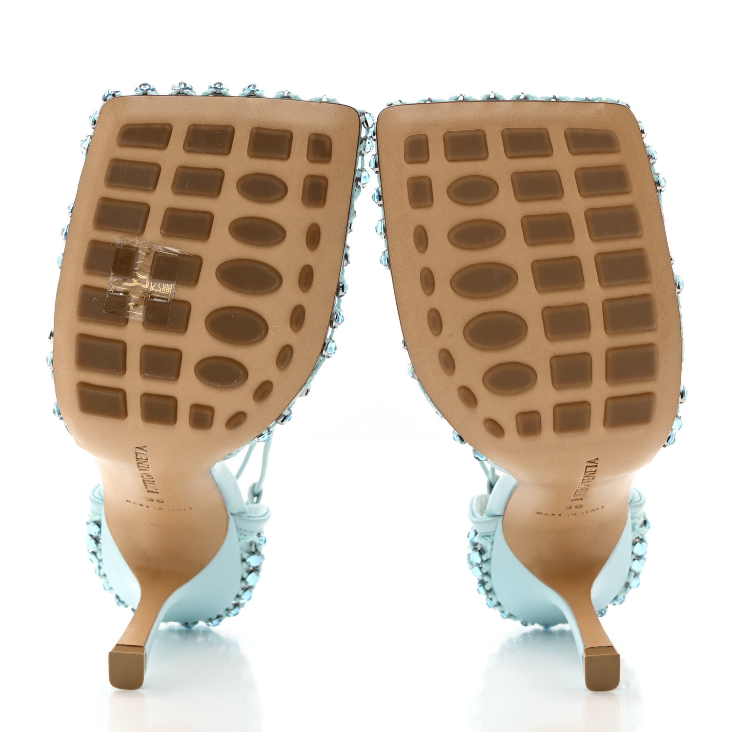 Bottega Veneta Mesh Nappa Crystal Embellished Sparkle Stretch Ankle Tie 90mm Sandals 38 Pale Blue 5 of 8