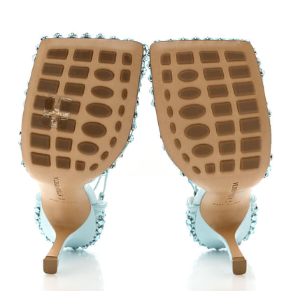 Bottega Veneta Mesh Nappa Crystal Embellished Sparkle Stretch Ankle Tie 90mm Sandals 38 Pale Blue 5 of 8