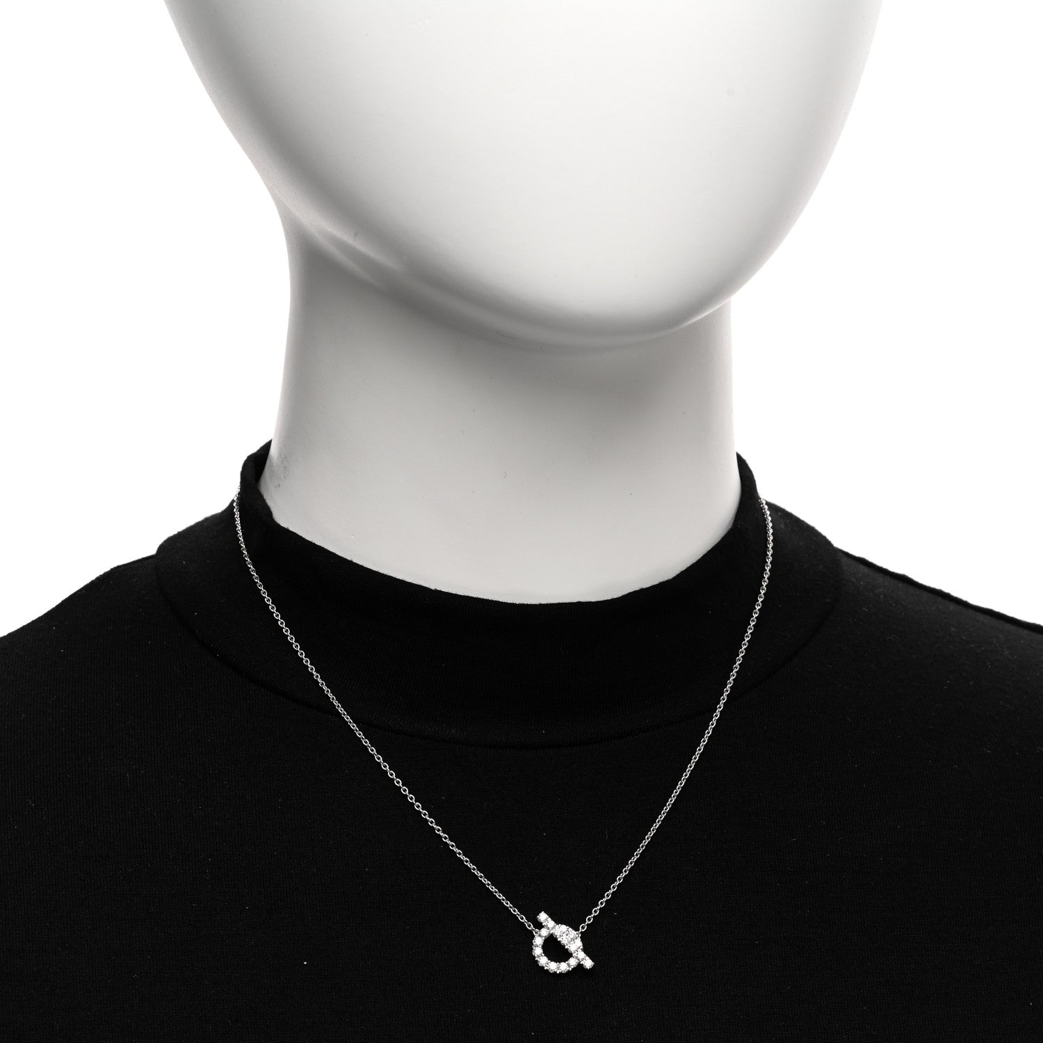 Hermes 18K White Gold Diamond Finesse Pendant Necklace 2 of 5