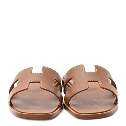 Hermes Box Calfskin Oran Sandals 36 Gold 2 of 8