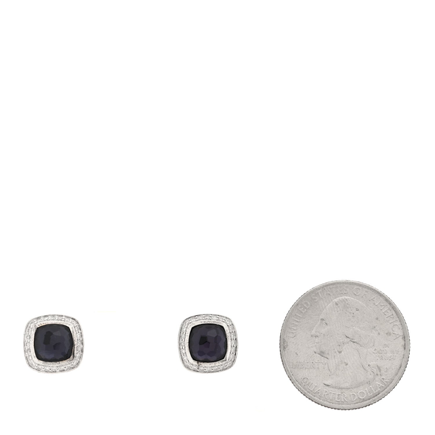 David Yurman Sterling Silver Diamond Black Orchid 7mm Petite Albion Earrings 2 of 4