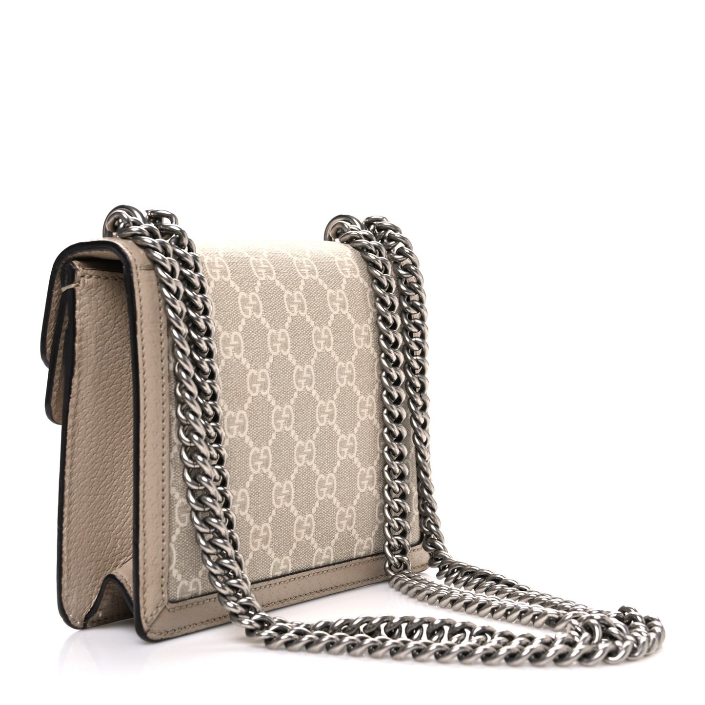 GG Supreme Monogram Textured Dollar Calfskin Mini Dionysus Shoulder Bag Beige Mystic White Oatmeal