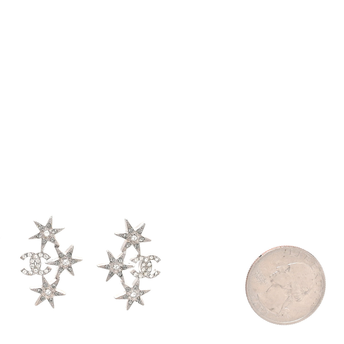 Crystal Star CC Earrings Silver