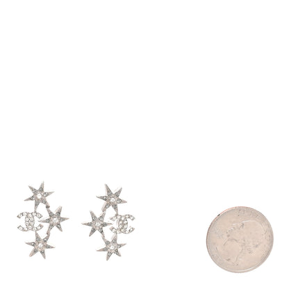 Chanel Crystal Star CC Earrings Silver 2 of 4