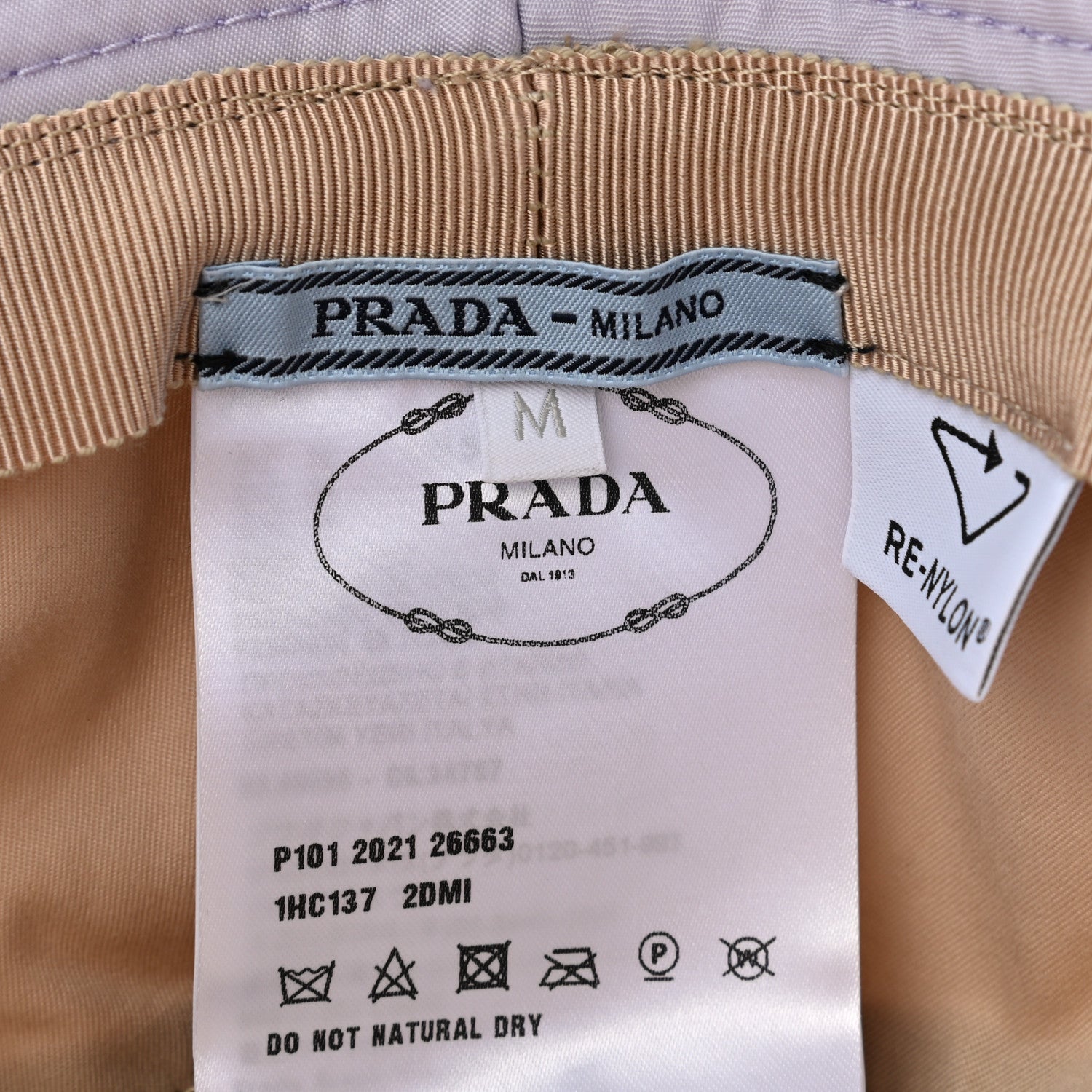Prada Re-Nylon Metal Triangle Logo Womens Bucket Hat M Glicine 8 of 9