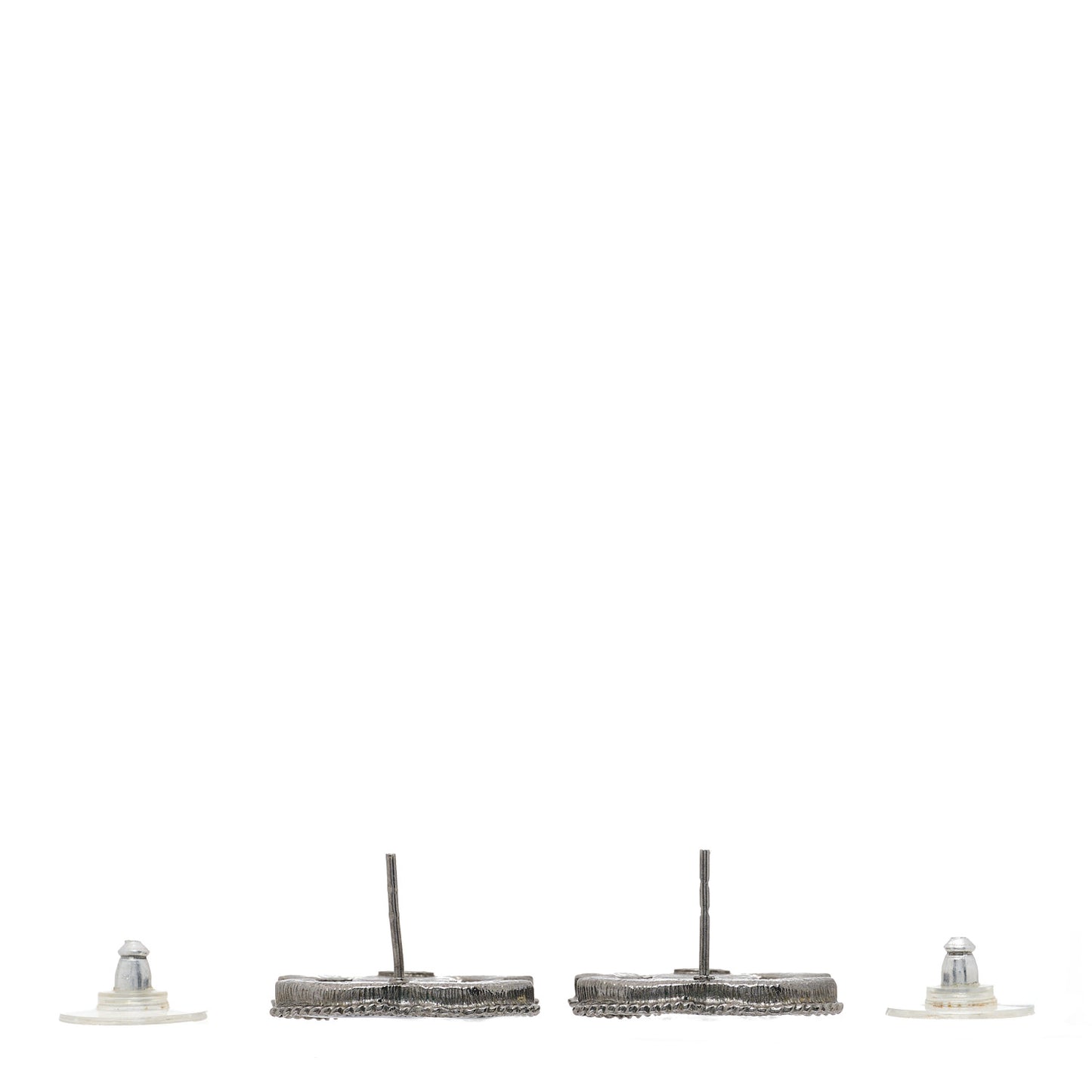 Enamel CC Earrings Black Silver