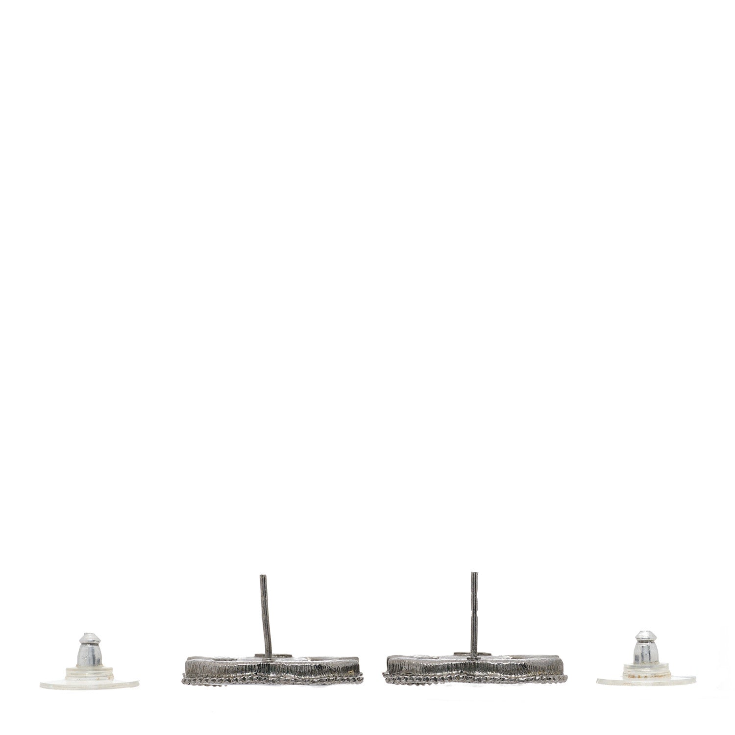 Chanel Enamel CC Earrings Black Silver 3 of 4