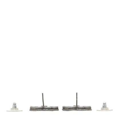 Chanel Enamel CC Earrings Black Silver 3 of 4