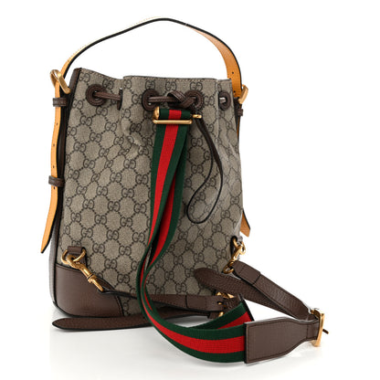 Gucci GG Supreme Monogram Neo Vintage Drawstring Bucket Backpack Beige New Acero Crop 3 of 9