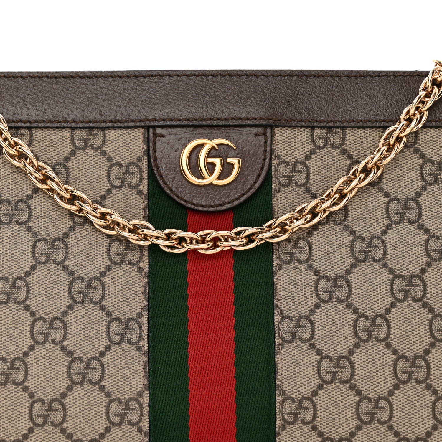 Gucci GG Supreme Monogram Web Small Ophidia Chain Shoulder Bag Brown 9 of 15