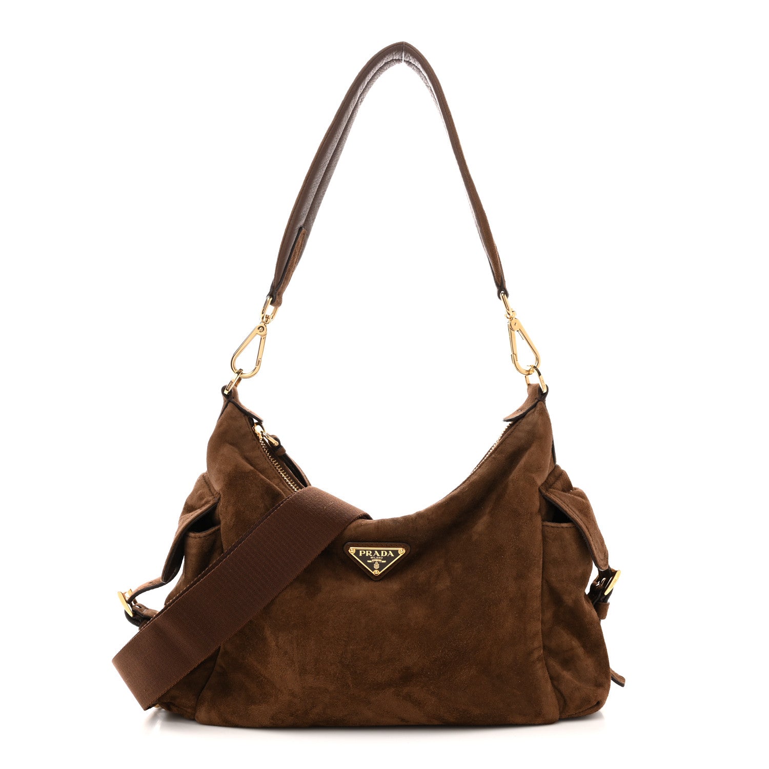 Prada Suede Large Explore Shoulder Bag Cocoa Brown 1867229