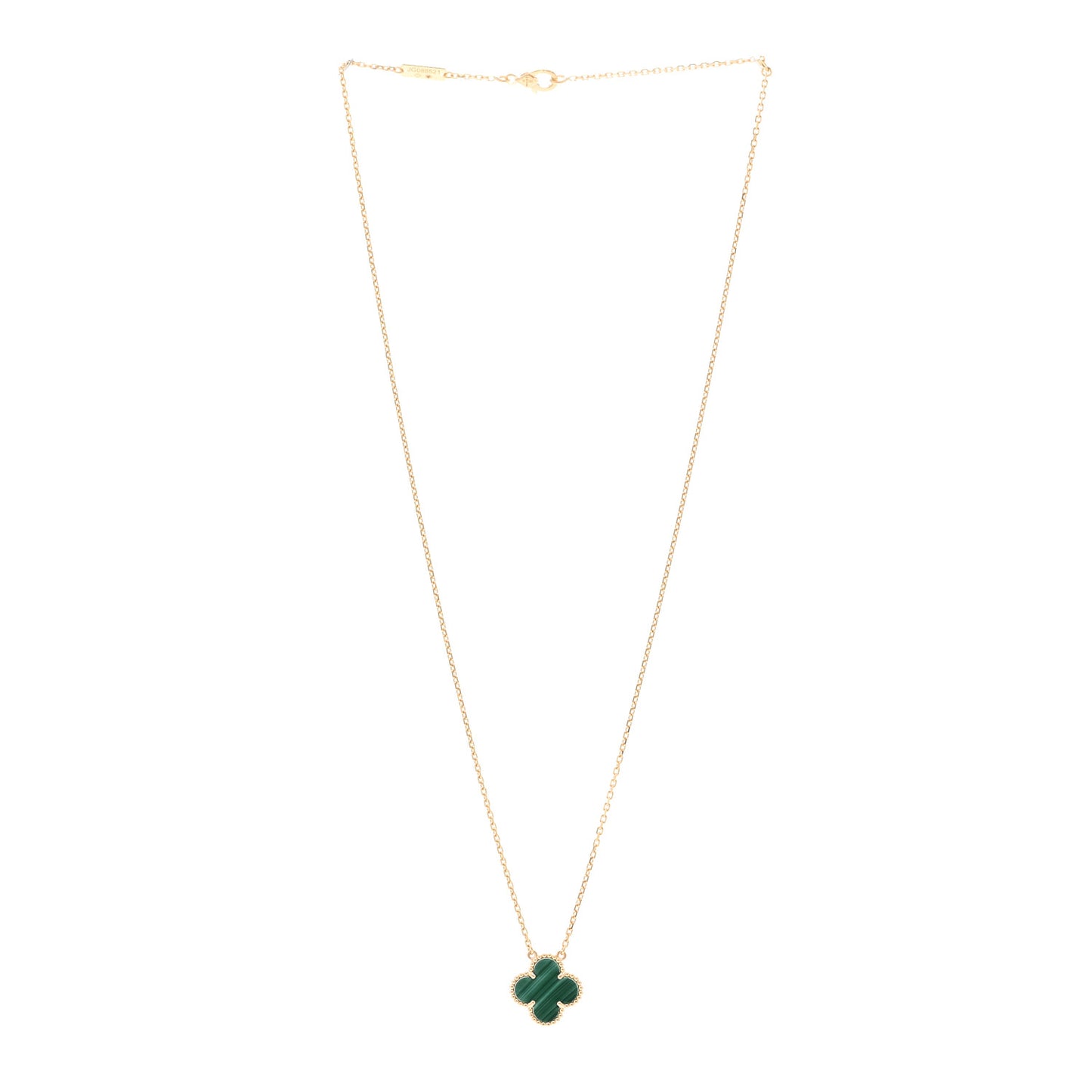 18K Yellow Gold Malachite Vintage Alhambra Pendant Necklace