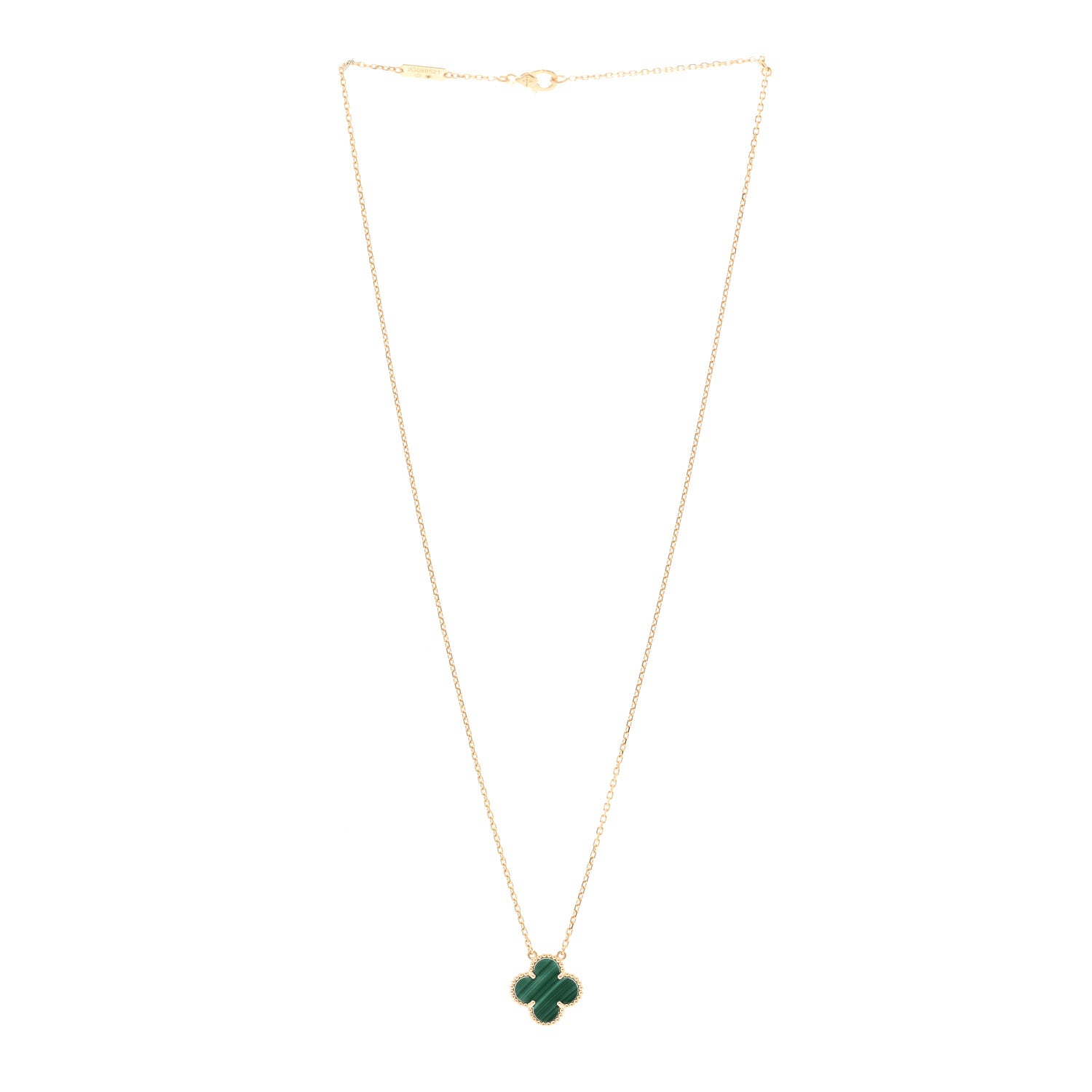 Van Cleef & Arpels 18K Yellow Gold Malachite Vintage Alhambra Pendant Necklace 3 of 5