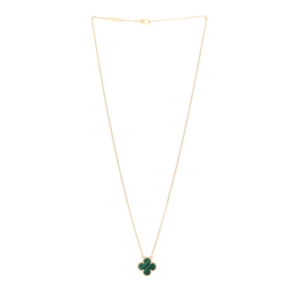 Van Cleef & Arpels 18K Yellow Gold Malachite Vintage Alhambra Pendant Necklace 3 of 5