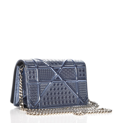 Christian Dior Metallic Patent Micro-Cannage Baby Diorama Flap Bag Blue 4 of 8