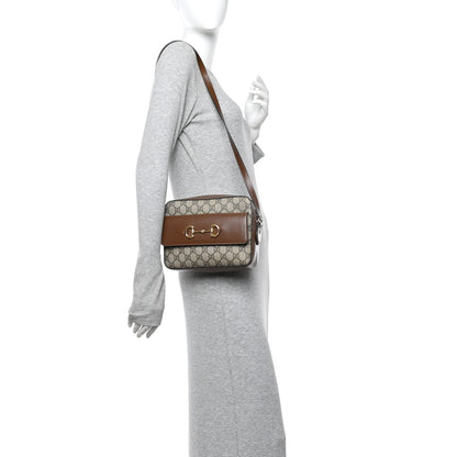 Gucci GG Supreme Monogram Small Horsebit 1955 Shoulder Bag Beige Brown Sugar 2 of 11