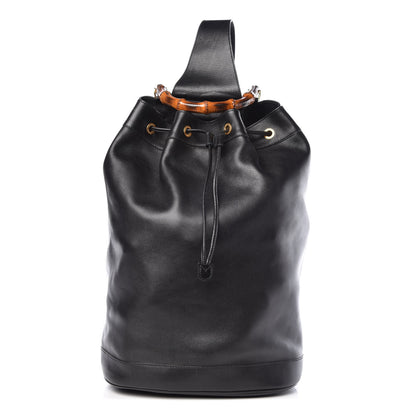 Gucci Calfskin XL Bamboo Drawstring Sling Black 1 of 10