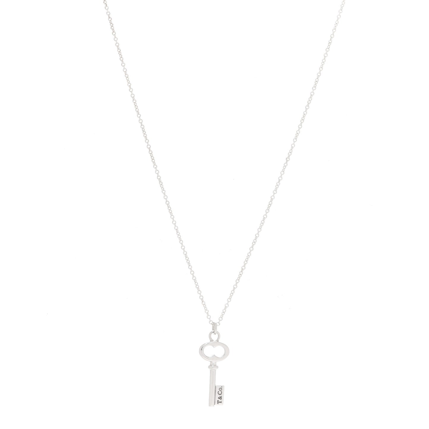Sterling Silver Mini Oval Key Pendant Necklace