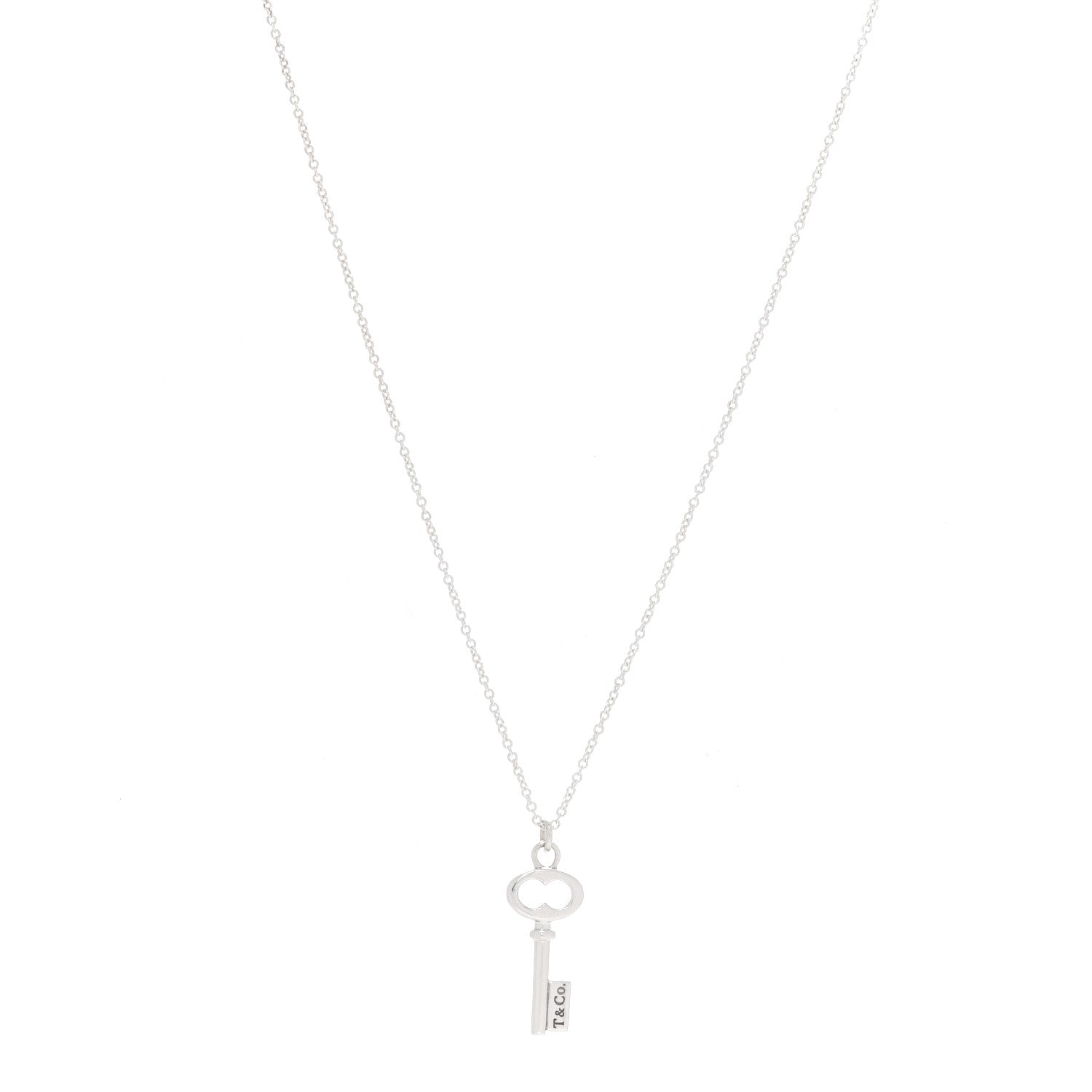 Tiffany Sterling Silver Mini Oval Key Pendant Necklace 1 of 6