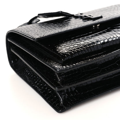 Saint Laurent Calfskin Crocodile Embossed Medium Monochrome Monogram Sunset Black 7 of 8
