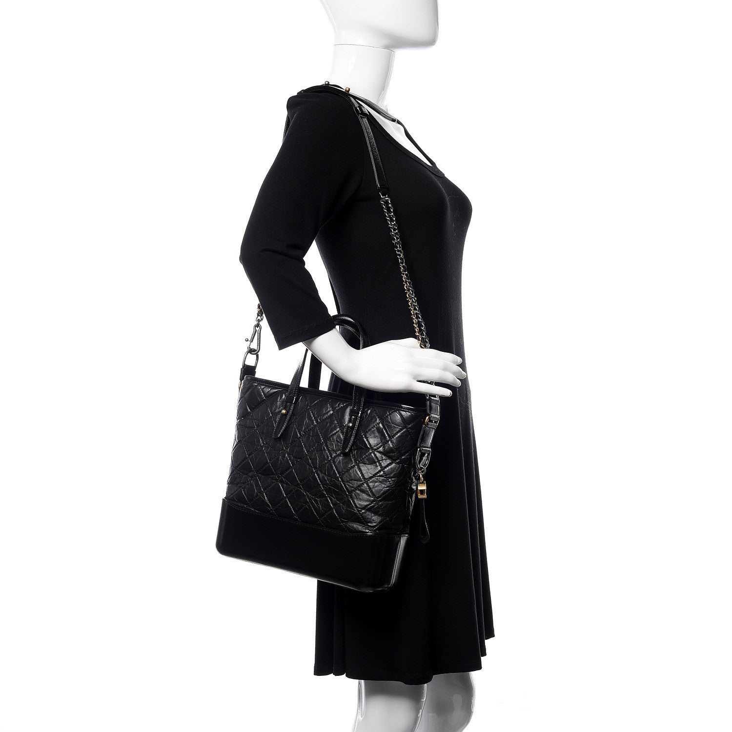Chanel Calfskin Quilted Gabrielle Shopping Tote Black 2 of 10