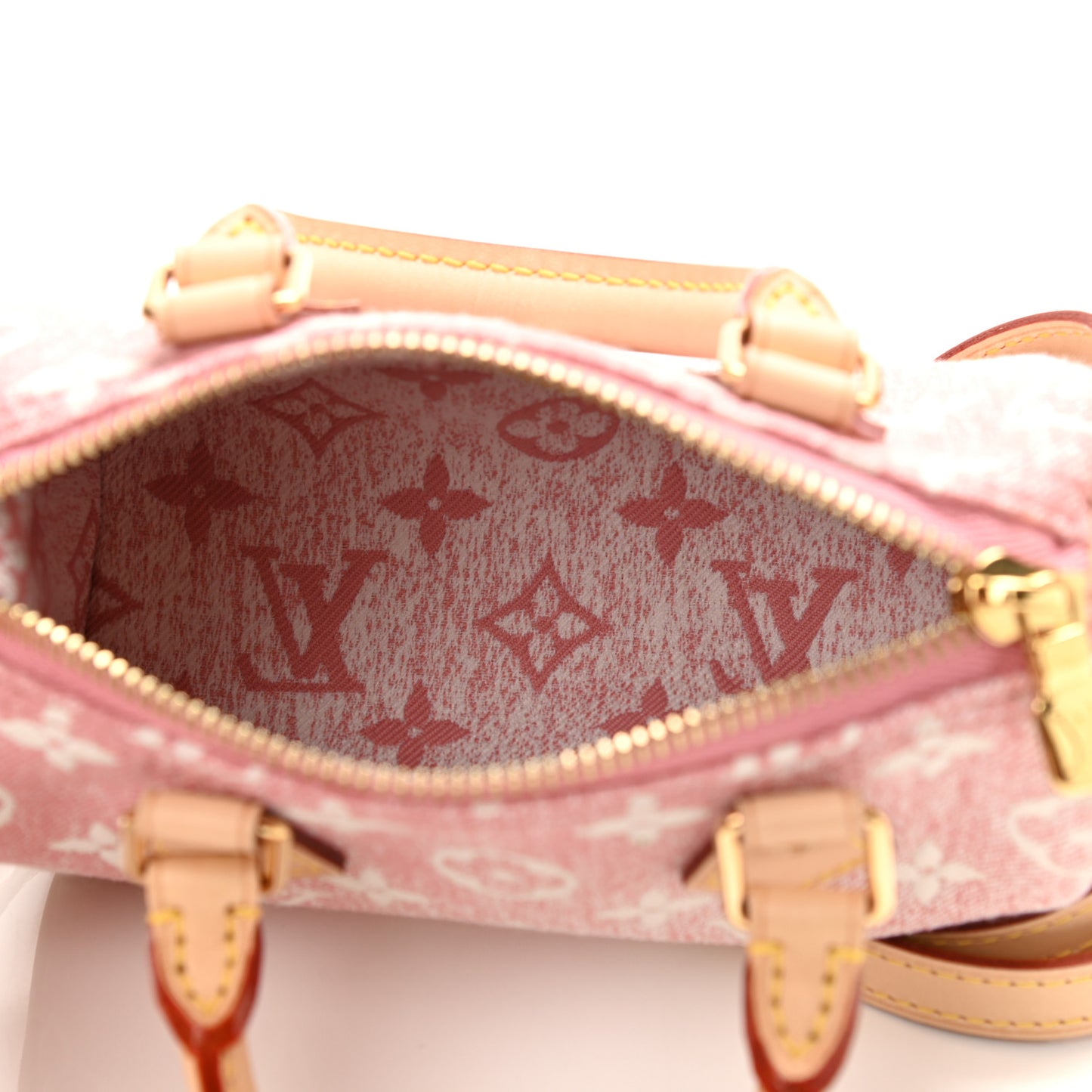 Monogram Jacquard Denim Nano Speedy Bandouliere Pink