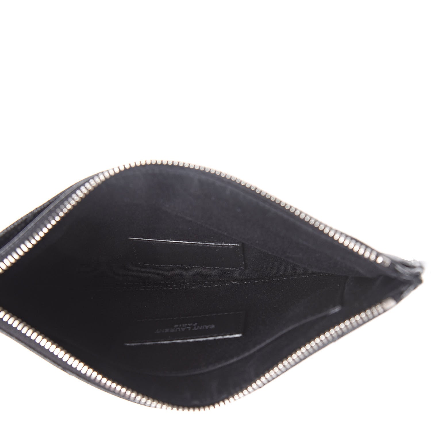 Saint Laurent Grain De Poudre Chevron Monogram Bill Pouch Black 5 of 8