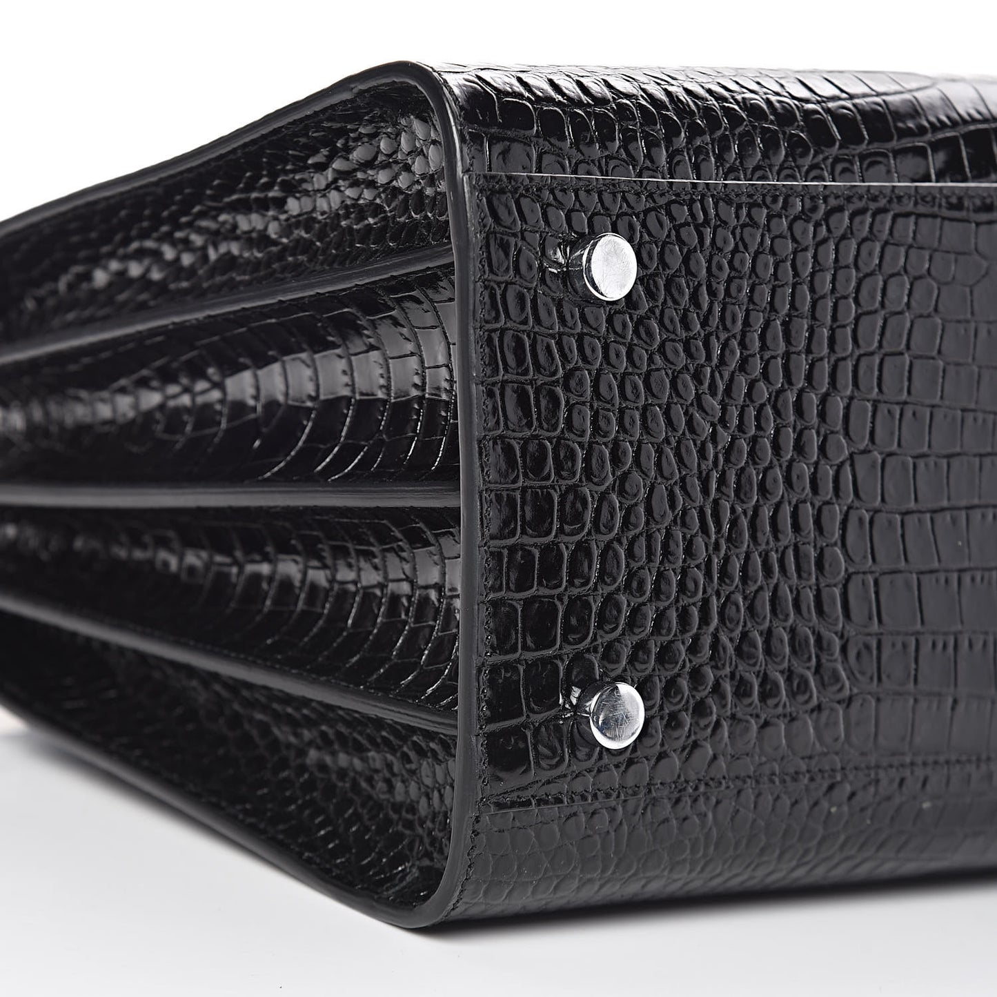 Calfskin Crocodile Embossed Small Sac de Jour Black