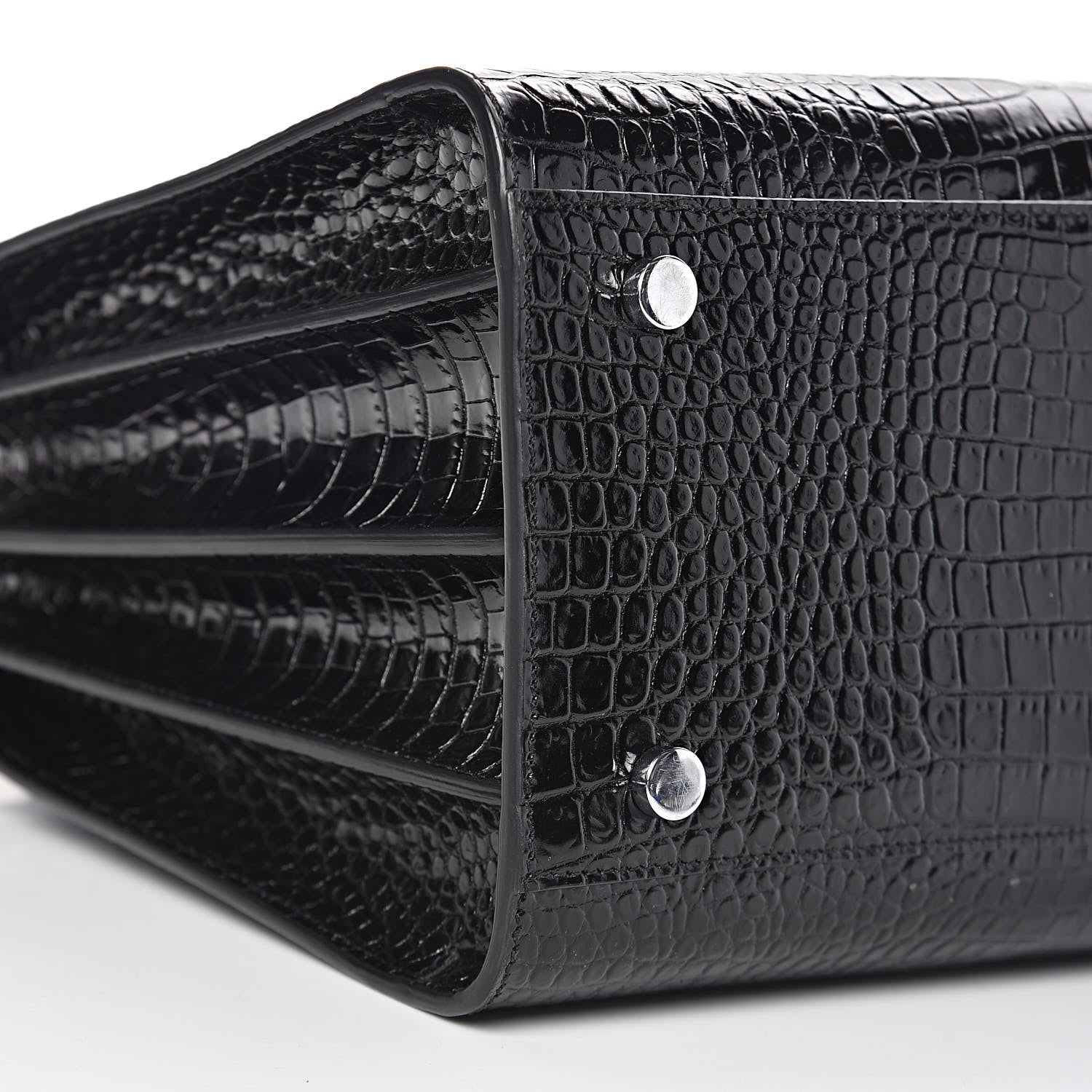 Saint Laurent Calfskin Crocodile Embossed Small Sac de Jour Black 8 of 9